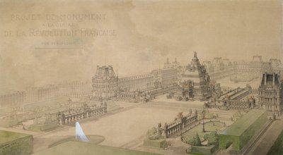 Project for a Pyramid at the Louvre as a Monument to the Glory of the French Revolution by Louis Ernest Lheureux